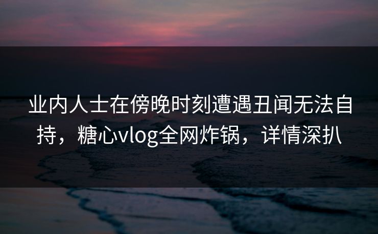 业内人士在傍晚时刻遭遇丑闻无法自持，糖心vlog全网炸锅，详情深扒