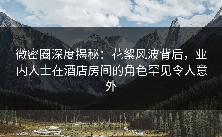 微密圈深度揭秘：花絮风波背后，业内人士在酒店房间的角色罕见令人意外
