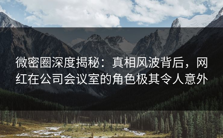 微密圈深度揭秘：真相风波背后，网红在公司会议室的角色极其令人意外