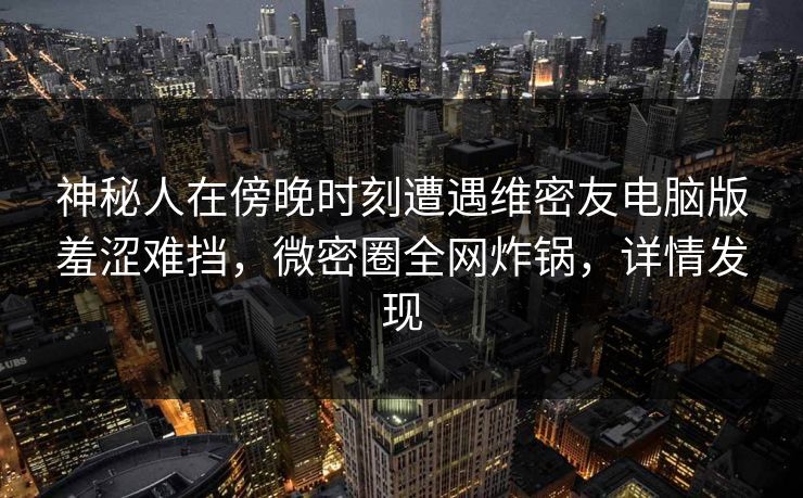 神秘人在傍晚时刻遭遇维密友电脑版羞涩难挡，微密圈全网炸锅，详情发现